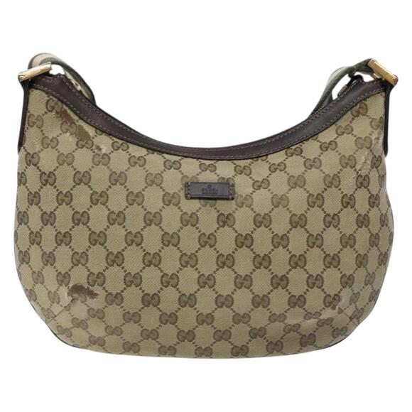GUCCI GG Canvas Shoulder Bag Beige Gold - Picture 2 of 16